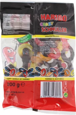 Haribo Crazy Schnuller Fruchtgummi Lakritz Veggie Gelatinefrei 200g -Haribo || Melitta || Katadyn Verkäufe 1252378d0f862e539cbbf2b5d4a8f93a