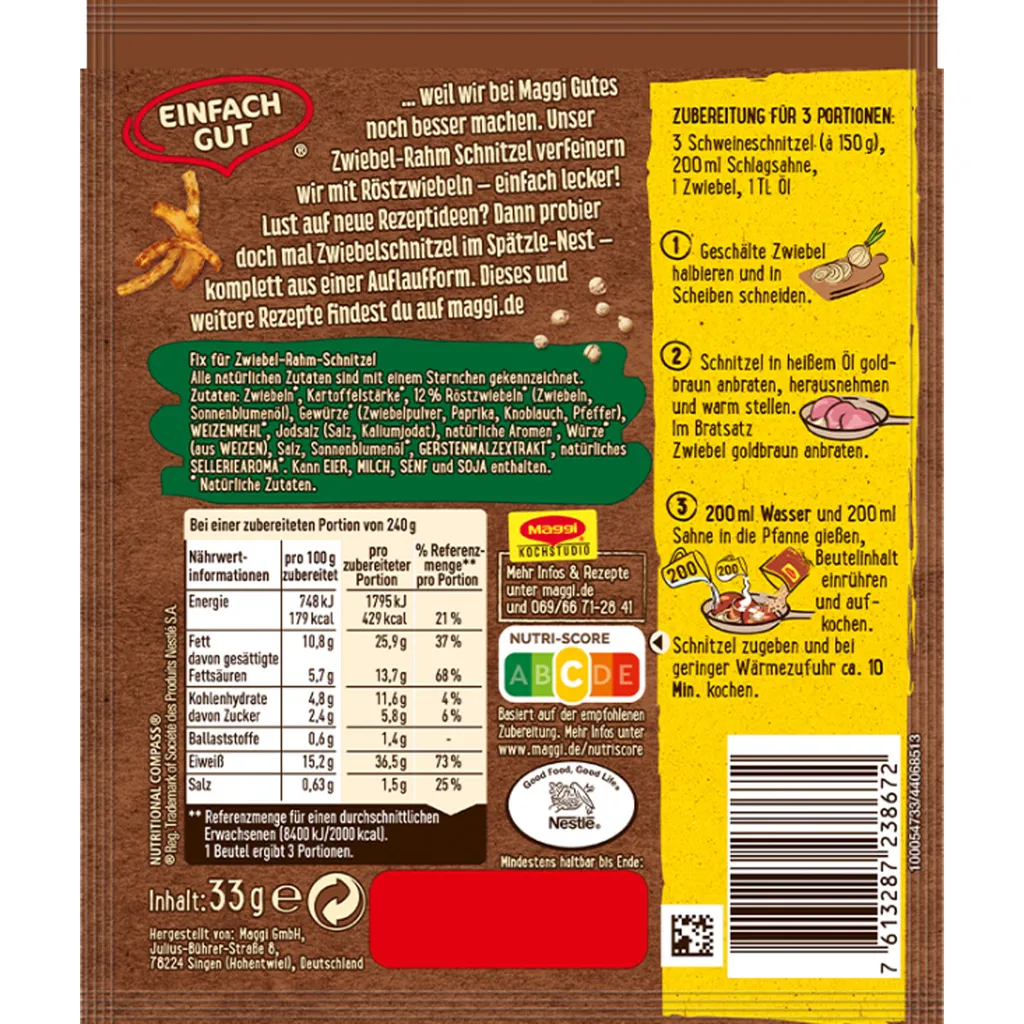 Maggi Fix Für Zwiebel Rahm Schnitzel In Cremig Würziger Sauce 33g 4 Maggi Fix Für Zwiebel Rahm Schnitzel In Cremig Würziger Sauce 33g – Bild 2