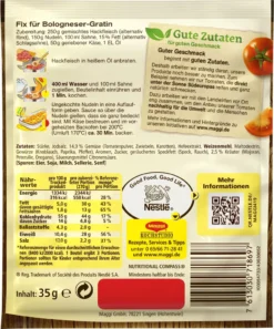 Maggi Fix Für Bologneser Gratin Fein Würzig Für Leckere Aufläufe 35g -Haribo || Melitta || Katadyn Verkäufe 215c75934be0ccc6140ac2a56118fe6e