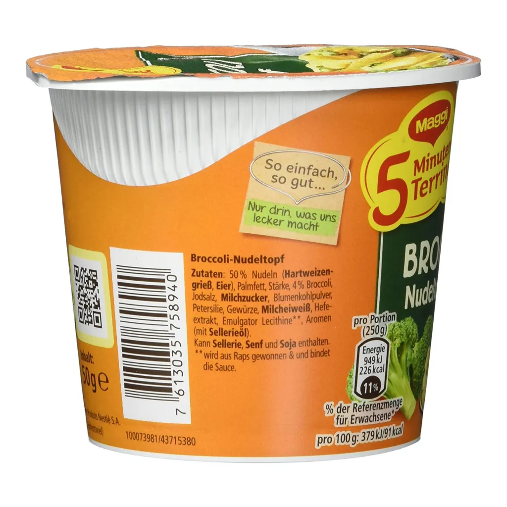 Maggi 5 Minuten Terrine Broccoli Nudeltopf Gemüsenudeltopf 51g 3 Maggi 5 Minuten Terrine Broccoli Nudeltopf Gemüsenudeltopf 51g – Bild 2