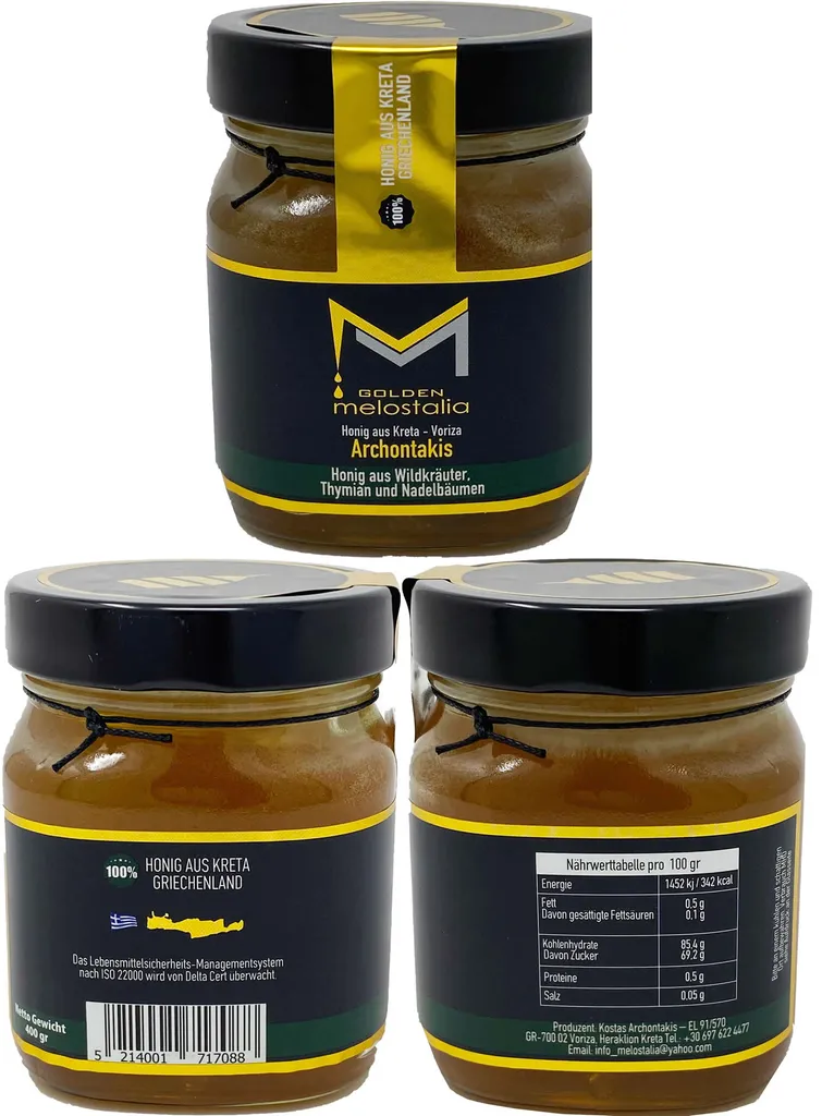 400g Glas Wildkräuterhonig Golden Melostalia Archontakis Aus Kreta Griechenland 3 400g Glas Wildkräuterhonig Golden Melostalia Archontakis Aus Kreta Griechenland