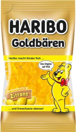 Haribo Goldbären Zitrone Sortenreine Bären Mit Zironengeschmack 75g, Menge:75g, Menge:75g, Sorte:Fruchtgummi, Size_name:75g