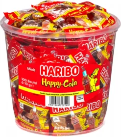 Haribo Happy Cola Ohne Künstliche Farbstoffe 100 Minibeutel á 10g = 1000g