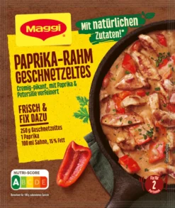 Maggi Fix Für Paprika Rahm Geschnetzeltes Cremig Und Pikant 41g