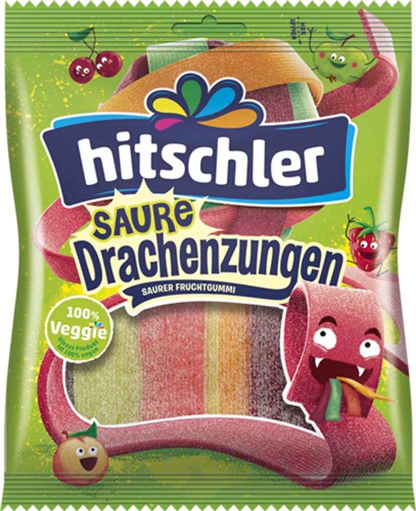 Hitschies Bunte Drachenzungen Saurer Fruchtgummi Veggie 125g, Menge:125g 5 Hitschies Bunte Drachenzungen Saurer Fruchtgummi Veggie 125g, Menge:125g – Bild 3