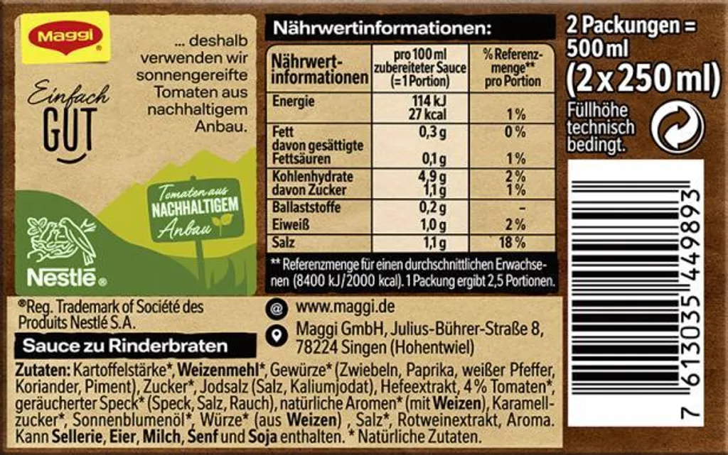 Maggi Sauce Zu Rinderbraten Für Fleischgerichte 58g 2er Für 2x 250ml 6 Maggi Sauce Zu Rinderbraten Für Fleischgerichte 58g 2er Für 2x 250ml – Bild 4