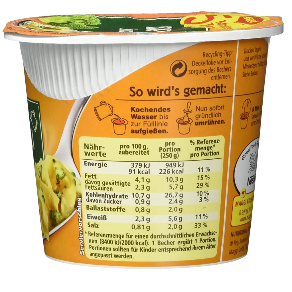 Maggi 5 Minuten Terrine Broccoli Nudeltopf Gemüsenudeltopf 51g 4 Maggi 5 Minuten Terrine Broccoli Nudeltopf Gemüsenudeltopf 51g – Bild 3