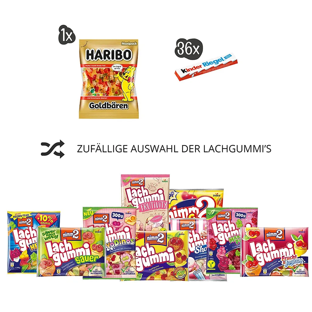 Genussleben Box Mit Nimm2 Lachgummi, Kinder Riegel, Haribo Goldbären Süßigkeiten 5 Genussleben Box Mit Nimm2 Lachgummi, Kinder Riegel, Haribo Goldbären Süßigkeiten – Bild 3