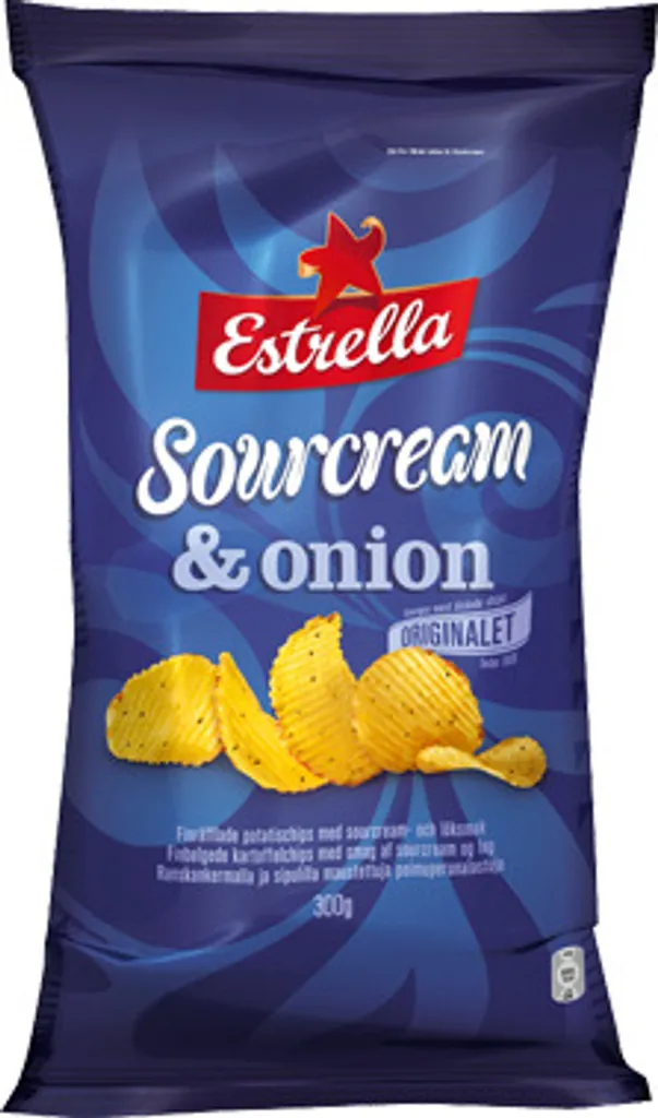 Estrella Sourcream & Onion Kartoffelchips, 275g 3 Estrella Sourcream & Onion Kartoffelchips, 275g