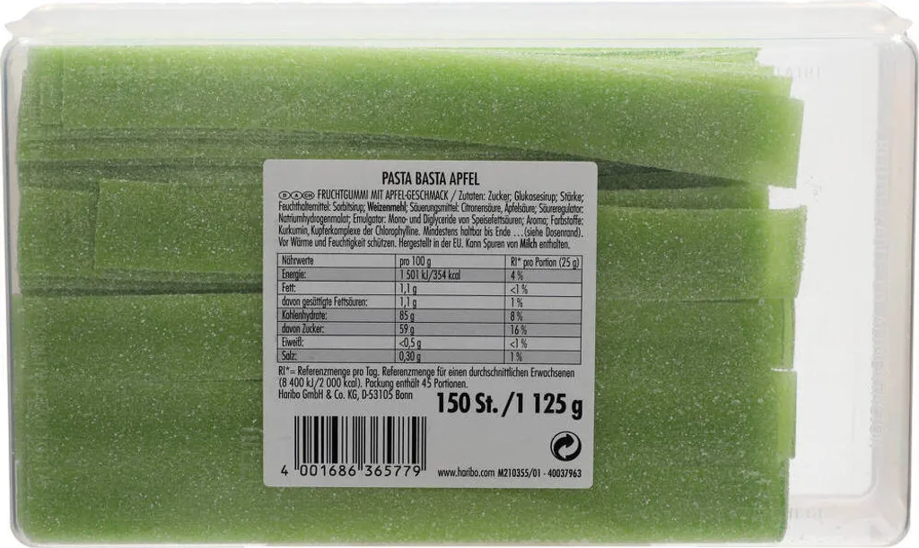 Haribo Pasta Basta Apfel Sour Mit Saurem Fruchtgeschmack Veggie 1125g 7 Haribo Pasta Basta Apfel Sour Mit Saurem Fruchtgeschmack Veggie 1125g – Bild 5
