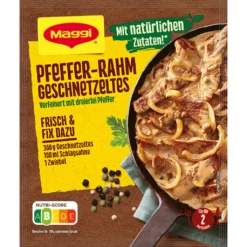 Maggi Fix Für Pfeffer Rahm Geschnetzeltes Mit Dreierlei Pfeffer 27g