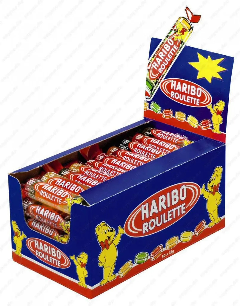 Haribo Roulette Fruchtgummi Geschmack Rolle 25g 50er Display 6 Haribo Roulette Fruchtgummi Geschmack Rolle 25g 50er Display – Bild 4