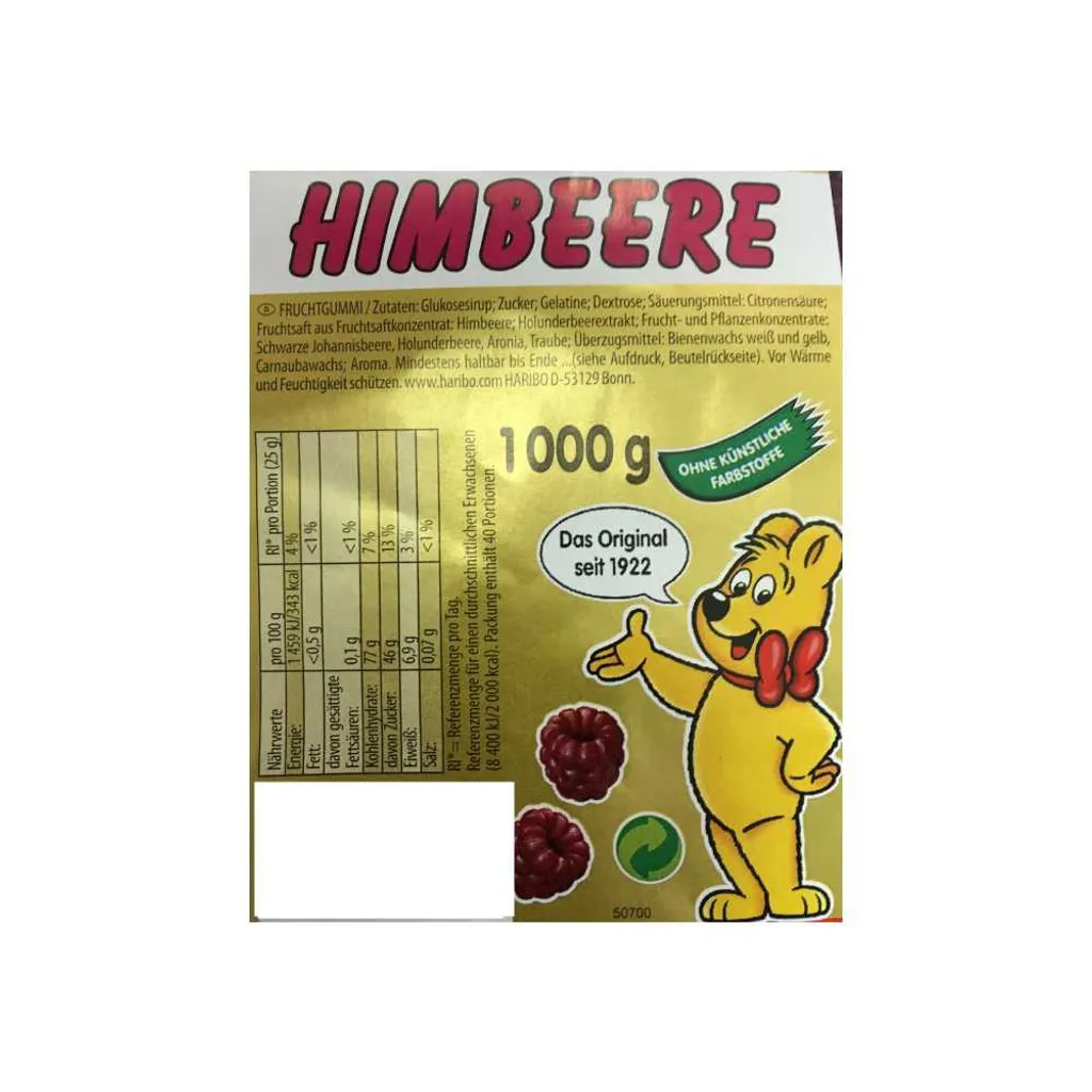 Haribo Goldbären Himbeer (1kg Beutel Gummibärchen Dunkel Rot) Sortenrein 7 Haribo Goldbären Himbeer (1kg Beutel Gummibärchen Dunkel Rot) Sortenrein – Bild 5