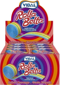 Vidal Rolla Belta Fruchtgummi Rolle Einzeln Verpackt Erdbeergeschmack 24 X 19g / 456 G Candy Bar