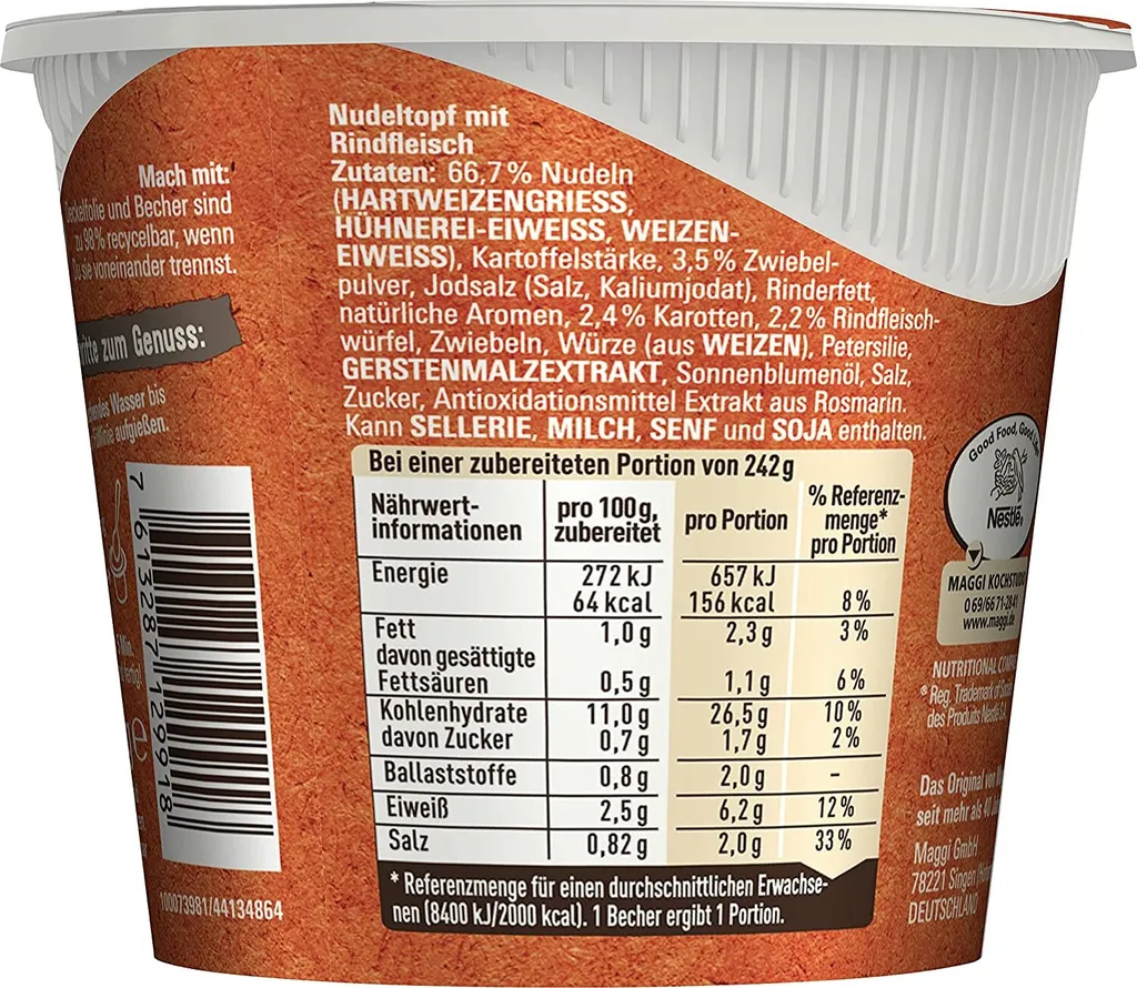 8 X Maggi - 5 Minuten Terrine - Rindfleisch Nudeltopf (8 X 42g) 6 8 X Maggi - 5 Minuten Terrine - Rindfleisch Nudeltopf (8 X 42g) – Bild 4