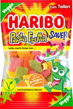 Haribo Pasta Frutta FIZZ Extra Saure Fruchtgummi Bänder Veggie 160g