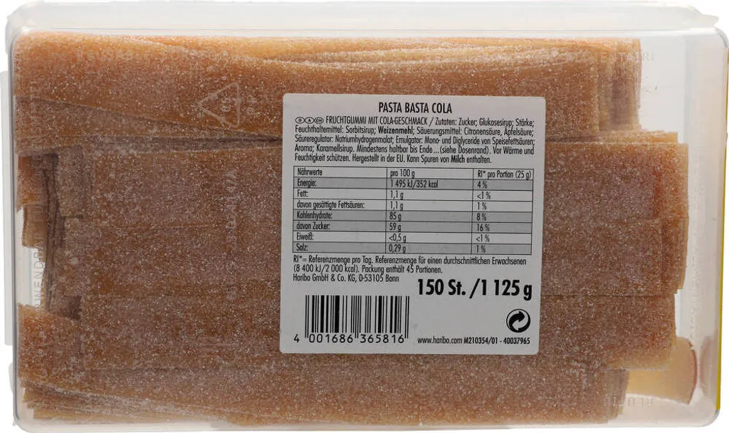Haribo Pasta Basta Cola Sour Veggie Mit Saurem Geschmack 1125g 8 Haribo Pasta Basta Cola Sour Veggie Mit Saurem Geschmack 1125g – Bild 6