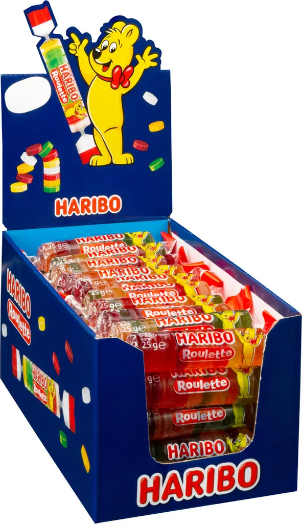 Haribo Roulette Fruchtgummi Geschmack Rolle 25g 50er Display 3 Haribo Roulette Fruchtgummi Geschmack Rolle 25g 50er Display