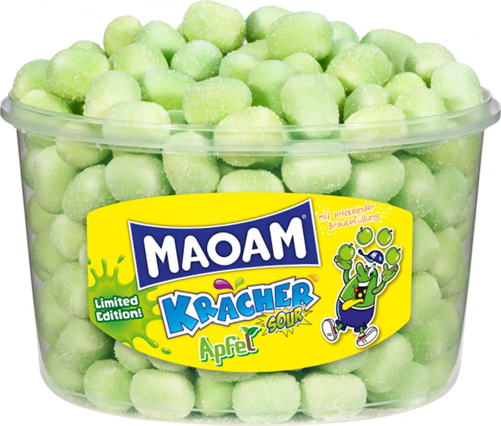 Haribo Maoam Kracher Sour Apfel Mit Prickelnder Brausefüllung 1100g 3 Haribo Maoam Kracher Sour Apfel Mit Prickelnder Brausefüllung 1100g