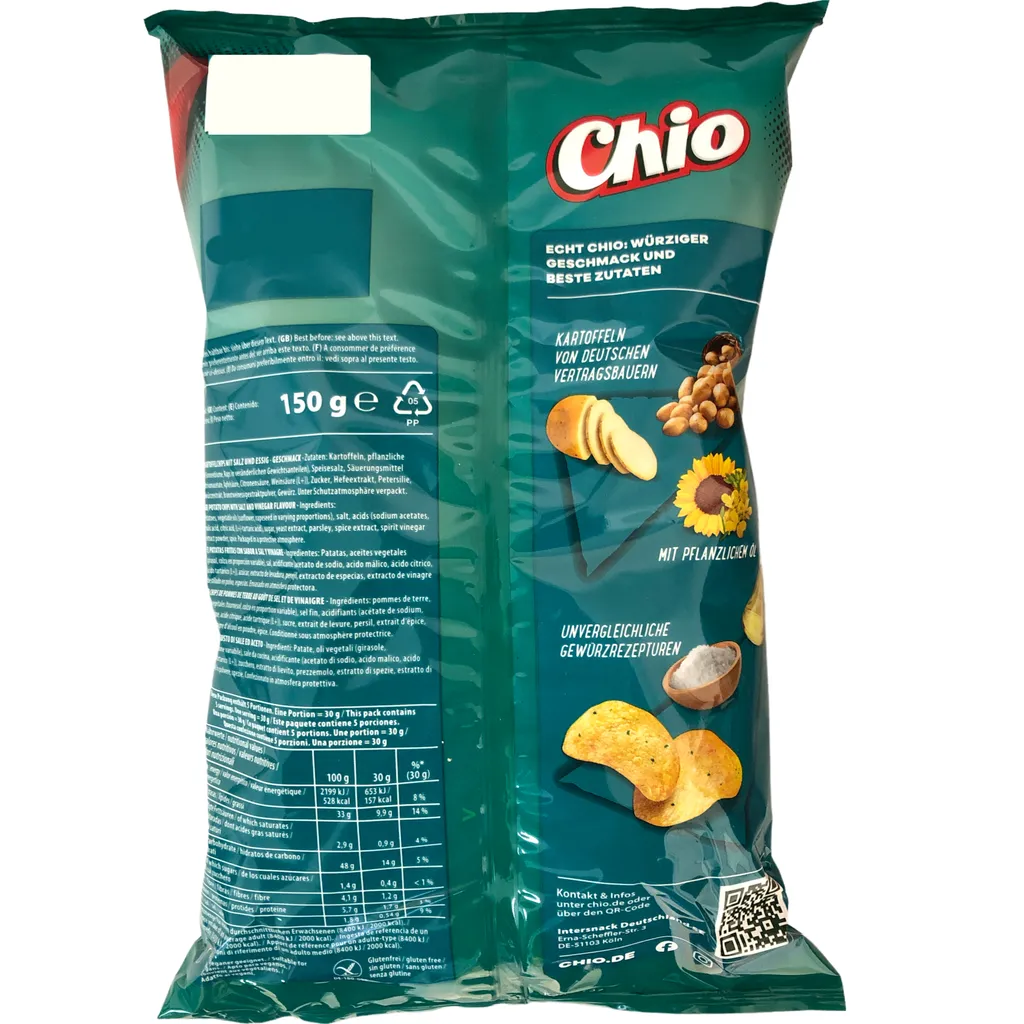 Chio Chips Salt & Vinegar Chips 10er Pack (10x150g Packung) + Usy Block 5 Chio Chips Salt & Vinegar Chips 10er Pack (10x150g Packung) + Usy Block – Bild 3